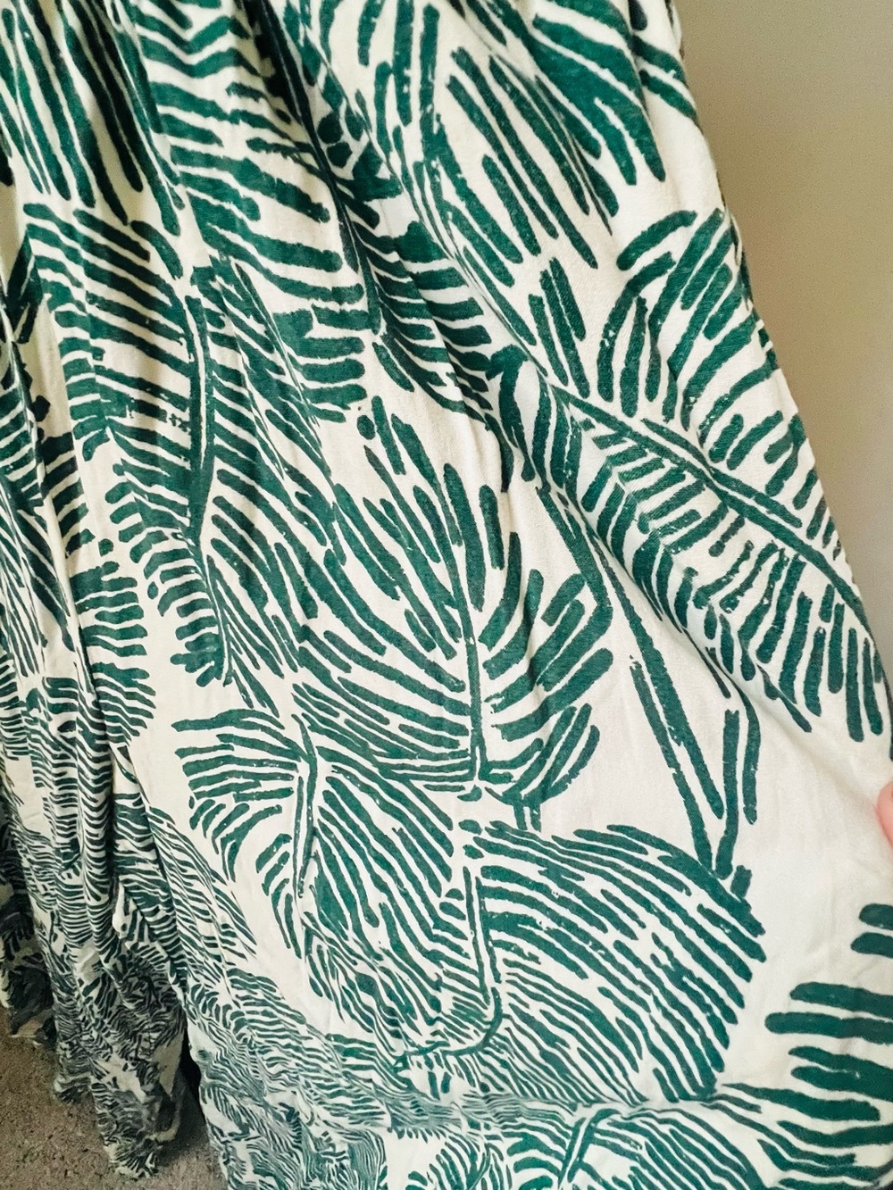 Luxology Cream Jumpsuit with Green Tropical Leaf Print - Picture 5 of 7